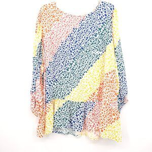 Eloquii Elements rainbow dot tunic top Plus Size 18 3/4 puff sleeves‎ boho